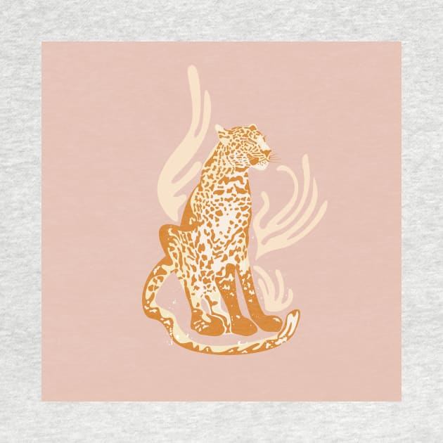 Lola, The Leopard / Wild Cat in Blush and Yellow by matise